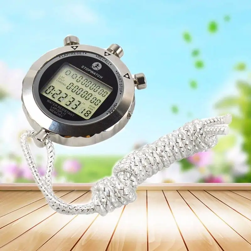 Waterproof Digital Stopwatch Metal 1/1000 Seconds Handheld LCD Display Chronograph Outdoors Timer Counter Sports Watch Relogio 6