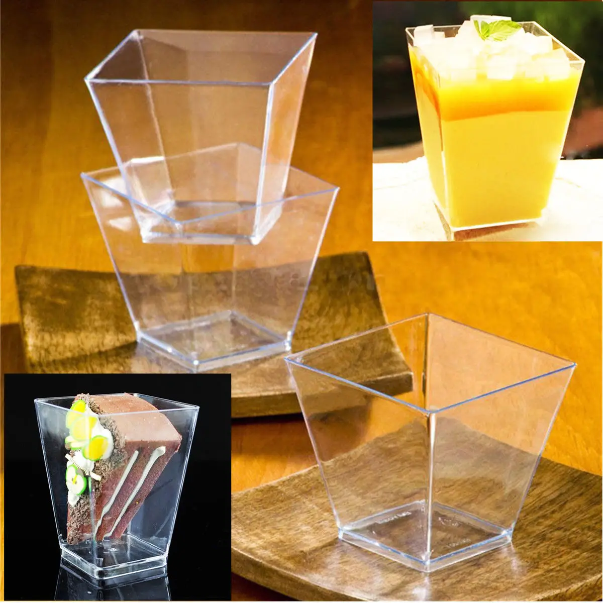 50PCS 60ml Dessert Cups Disposable Environmentally Friendly Cup Trapezoidal Container Jelly Yogurt Mousses Dessert Kitchen Tool
