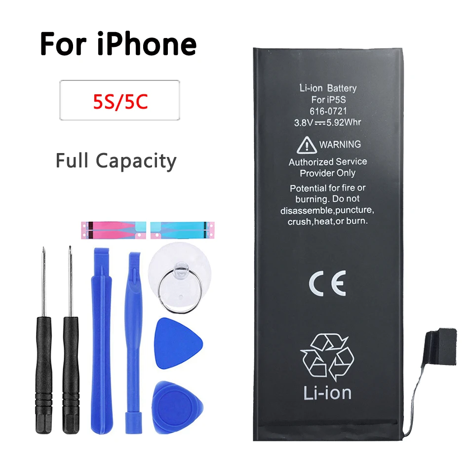 For iPhone 5S 5C Высококачественный аккумулятор для iPhone 5 5S 5C SE 5SE Замена Zero 0 без цикла Инструменты для ремонта набор батареек - Цвет: For iPhone 5S 5C