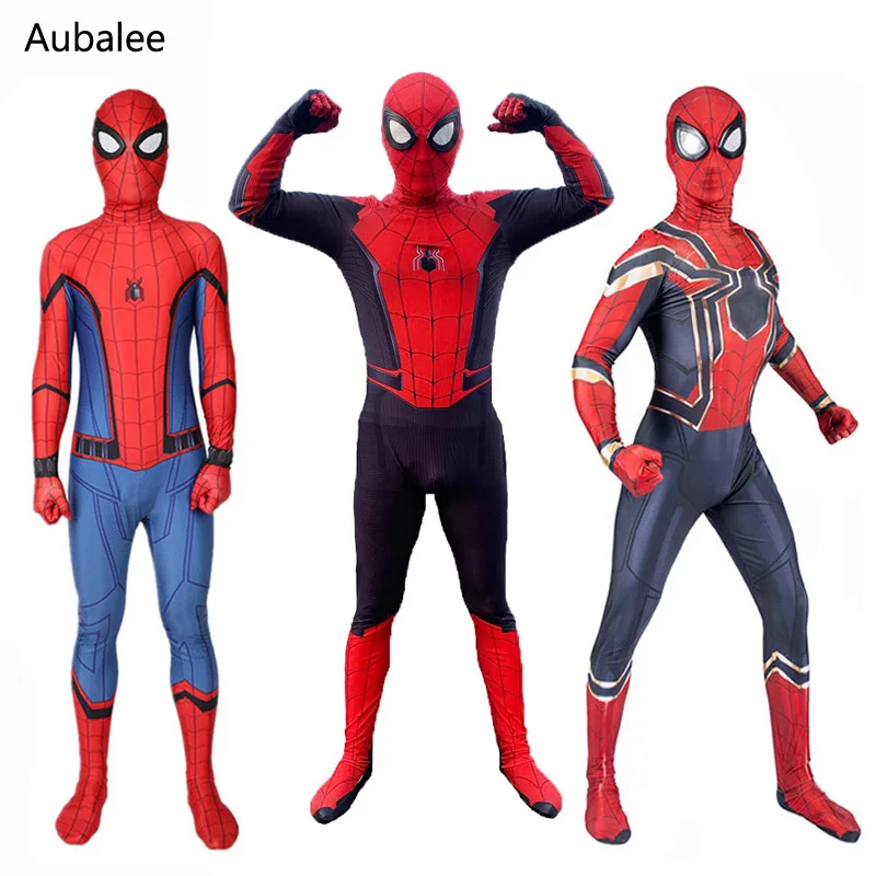 

Adult Kids Boys Spider-Man Costume Peter Parker Iron Spider Man Far From Home Cosplay Spandex Zentai Suit Party Jumpsuits Mask