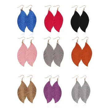 

9Pairs/lot Pu Leather Earrings Set Tassels Feather Earring Dangle For Women 2019 Fashion Statement Drop Earrings Wholesale 2020