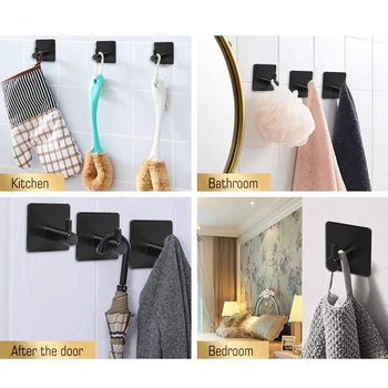 

Adhesive Hooks, [4 Pack] Heavy Duty Durable 304 Stainless Steel Wall Hangers, Waterproof Rustproof Oil Proof for Kitchen, Bathro