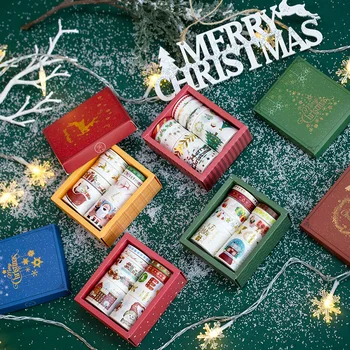 

10 Pcs/set Christmas Hot Stamping Washi Tape Japanese Paper DIY Planner Masking Tape Stickers Decorative Stationery Tapes