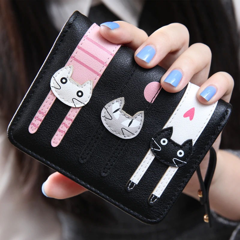 

New New Women Mini Purse Lovely Cats Wallet Card Holder Purse Zipper Multiple Cards Holder For Girls MV66