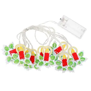 

1pc Christmas Decor Colored Drawing Candle Hanging String Light (10pcs Lights)