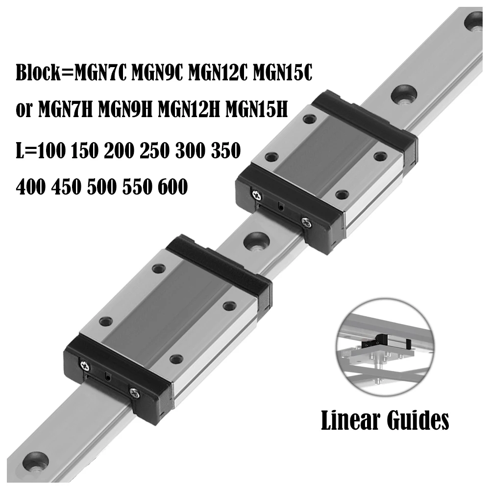 MGN MGN12 MGN15 MGN7 MGN9 200250300350400450500 мм миниатюрная линейная направляющая + каретка 12C или 12H