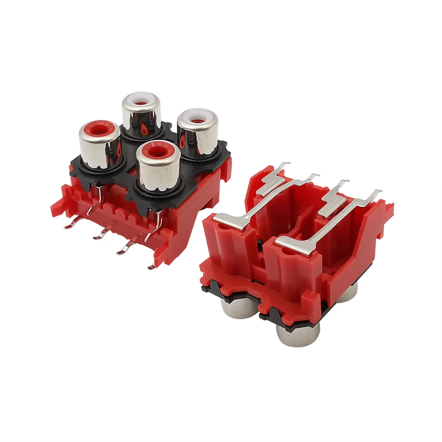 Red White 2 Port RCA Female PCB Jack Audio Video AV Socket Red White 2 Port RCA Female PCB Jack Audio Video AV Socket