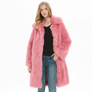 

Faux Fur Coat 2019 Autumn Winter Women Turn down Collar Fur Coat Plush Warm Overcoat X-Long Streetwear Coat Female