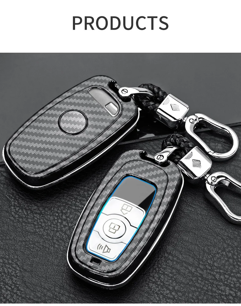 Carbon Fiber Car Smart Key Cover Case Fob Ford Fusion Mustang Explorer F150 F250 F350 Ranger Mondeo Protect Shell Accessories - H7560064a102d482295c15a55c05e920b3