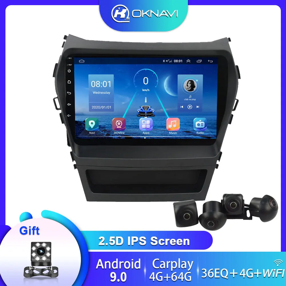 

OKNAVI For 9'' For Hyundai Santa Fe 3 2013-2016 DSP BT Carplay 360 Camera GPS Navigation 2 Din Car Multmedia Player Radio No DVD