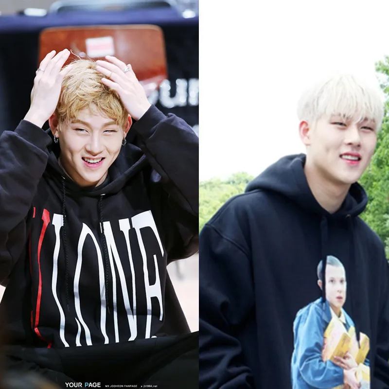 KPOP MONSTA X тот же пункт пуловер с капюшоном для мужчин и женщин пара свободные весна и осень дропшиппинг