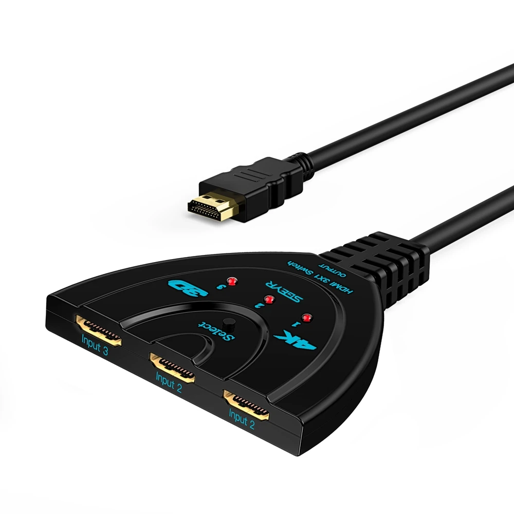 SGEYR HDMI Switch 3x1 HDMI Switcher Pigtail Support 4Kx2K HDMI Switch Selector HD Audio and HDCP Compliant HDMI Switch 3 x 1 - Цвет: HDMI Switch USB