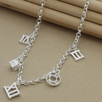 

Free Shipping 925 Sterling Silver Necklace Simple Hollow Roma Pendant Necklaces New Charm Jewelry Gifts