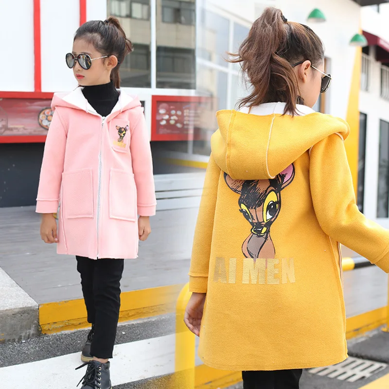 

CHILDREN'S Jacket 2018 New Style Korean-style Girls Spring Deer Printed Coat Big Boy CHILDREN'S Cartoon Trench Coat
