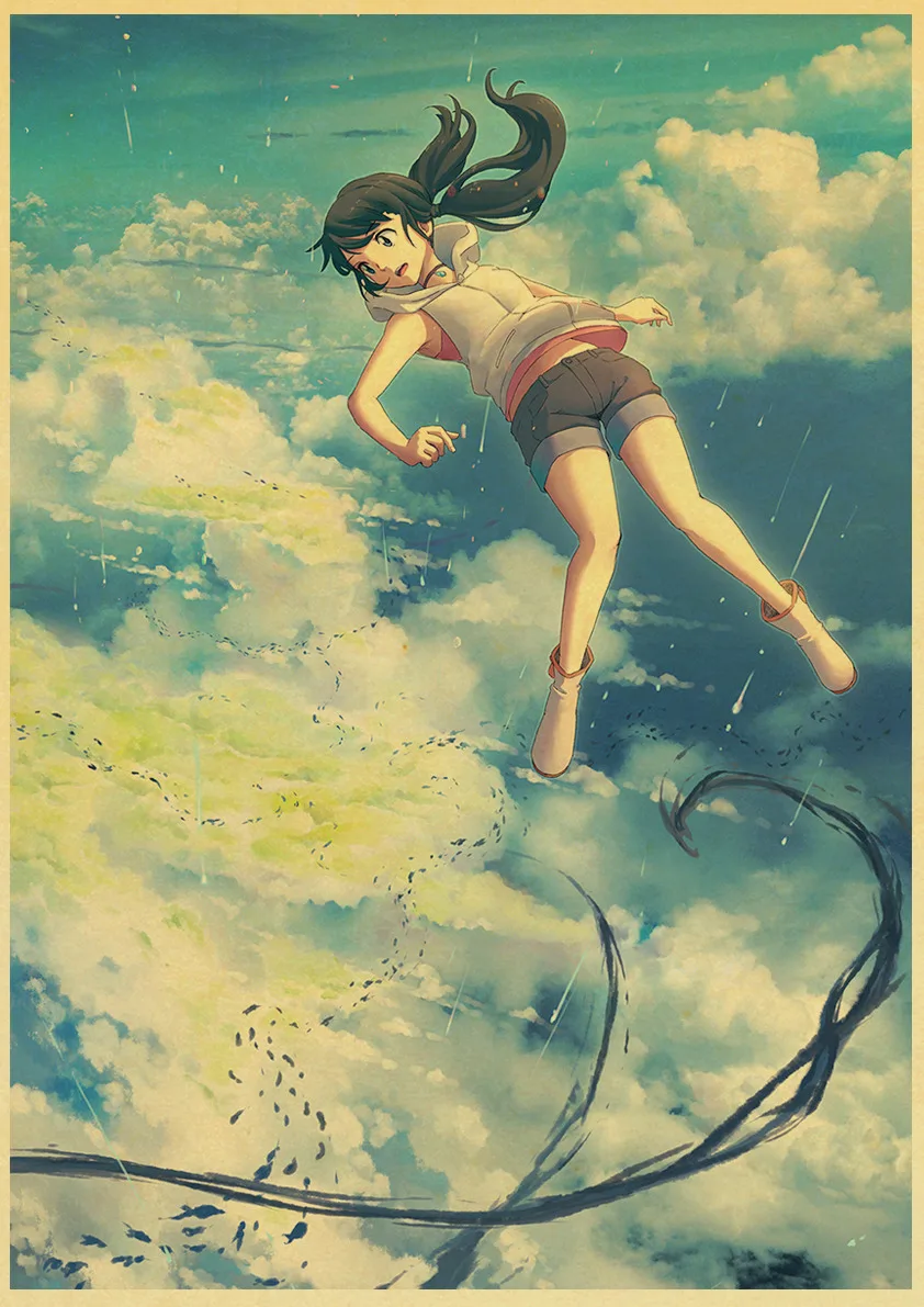 Makoto Shinkai фильм выветривание с вами Ретро плакаты японский унисекс Декор крафт-бумага Детская Спальня Декор