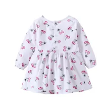 Платье принцессы с длинными рукавами и рисунком фруктов для маленьких девочек, одежда