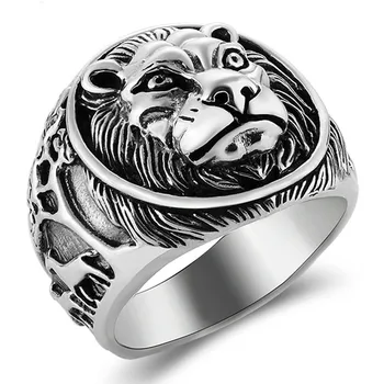 

Solid 925 Silver Ring Male Lion Ring Vintage Steampunk Retro Biker Mens Sterling Silver Jewelry Anel Masculino