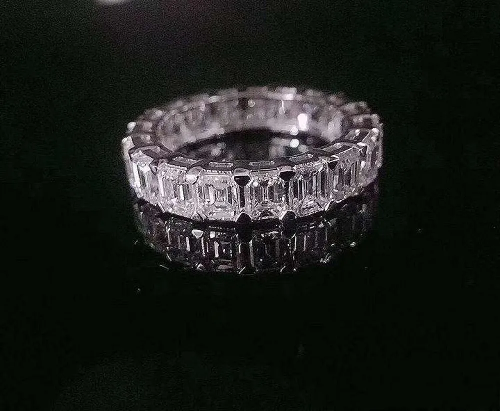 Роскошные кольца из стерлингового серебра 925 пробы с овальной огранкой 4CT с искусственным бриллиантом для женщин, кольцо для вечного помолвки, брендовый набор, хорошее ювелирное изделие, подарок - Цвет камня: H