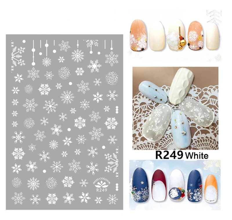 Nusx 1 Sheet Christmas Snow Flower Lace Nail Art Sticker Decals Tips Tool 3D Wraps Stamp 5