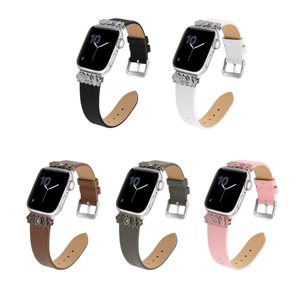 Correa для apple watch iwatch 5 4 38 мм 42 мм кожаный ремешок cinturino для i watch полосы 40 мм ремни pulseira браслет