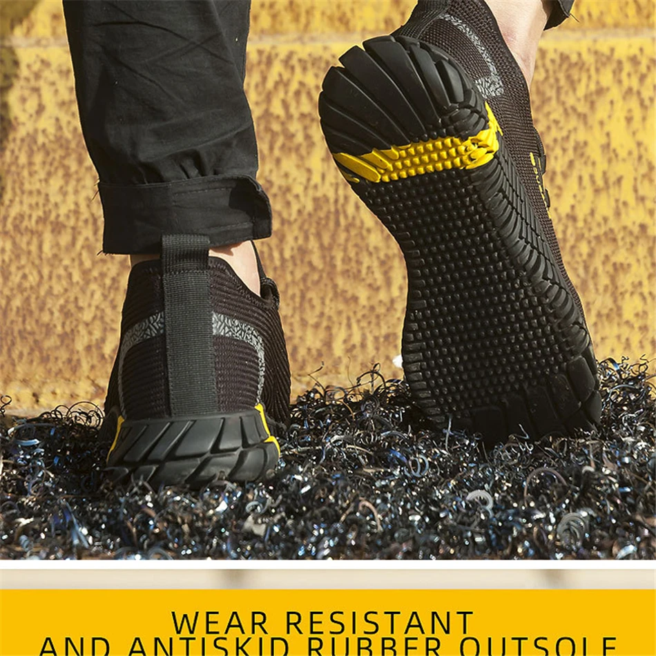 Г. Уличные мужские ботинки с вязаным верхом Нескользящая легкая защитная обувь с защитой от проколов нерушимая Повседневная Рабочая обувь
