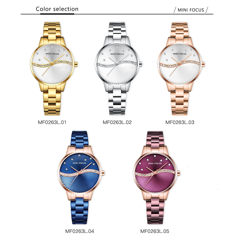 Часы MINIFOCUS, женские модные часы, водонепроницаемые женские часы из нержавеющей стали, женские часы, повседневные часы, женские золотые часы