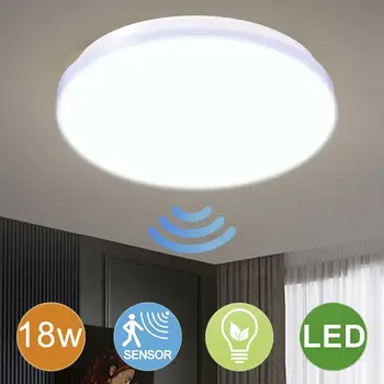 

185-265V 18W Led Ceiling Light 1800LM 6000K Cold White Light Control Radar Sensor Lamp for Corridor Stairwell Garage Warehouse