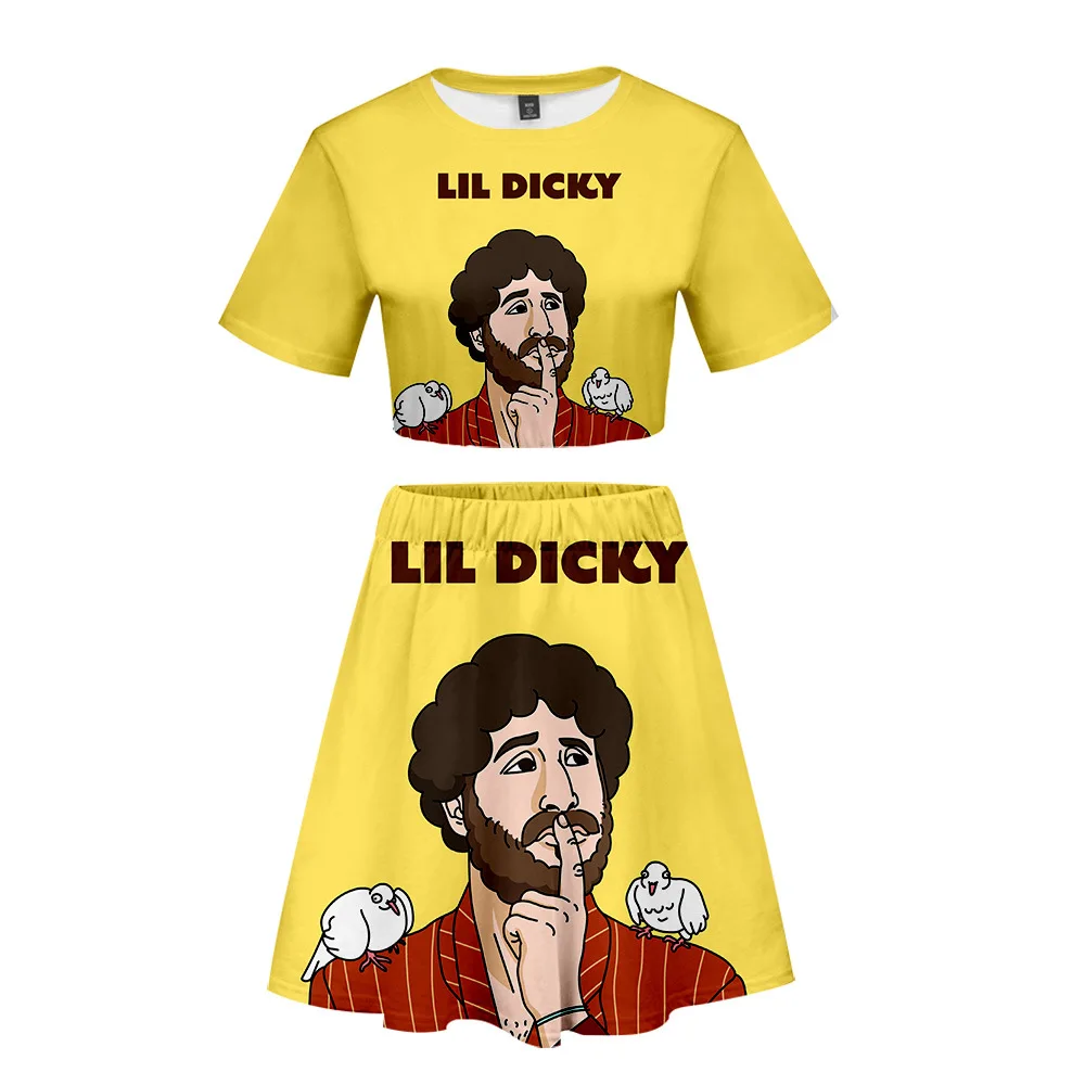 AliExpress стиль Lil Dicky Rap певица женская Повседневная 3D цифровая Короткая юбка комплект