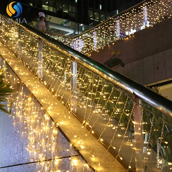 

4x0.6M LED Curtain Wave Icicle Lights AC Plug String Fairy Lights Christmas Garlands For New Year Home Wedding Home Decoration