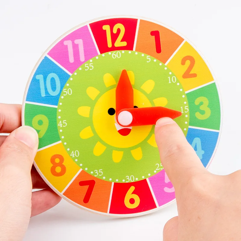 Деревянный Будильник Когнитивная обучающая игрушка для детского сада подарок на день рождения Обучающие учебные материалы для детей 3-6 лет