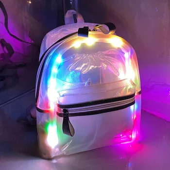 

Newest Backpack LED Light Luminous Jelly Bag Female Travel Waterproof Clearly Girl Backpack Transparent Backpack Soft Girl Style