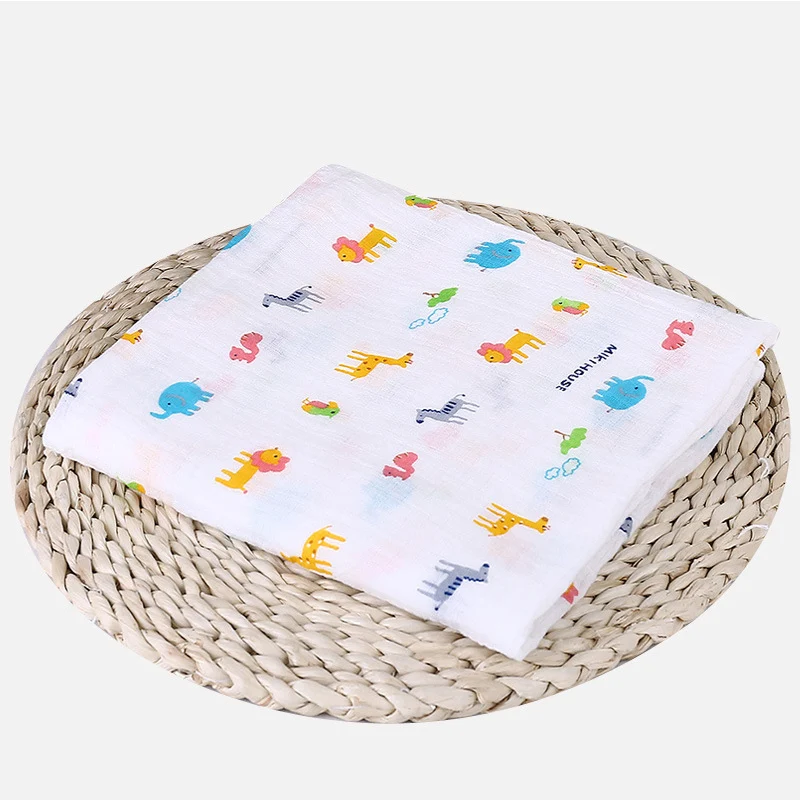 1 шт. Муслин хлопок детские пеленки мягкие одеяла для новорожденных Ванна Марля младенческой спальные принадлежности чехол для коляски игровой коврик - Цвет: Zoo