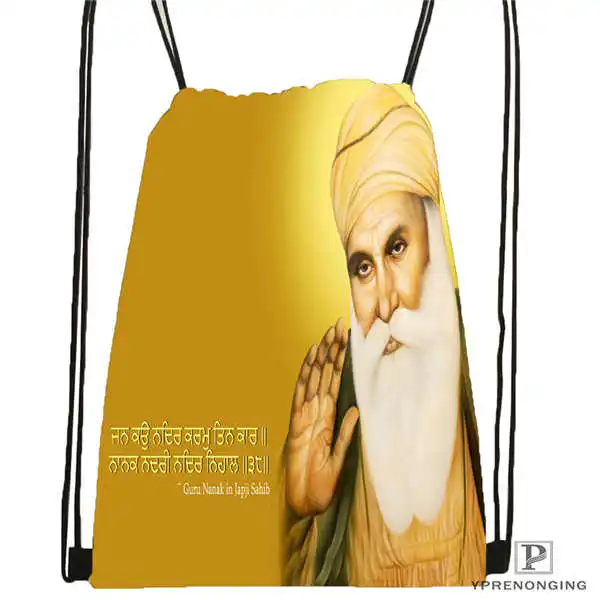 Drawstring Backpack Custom Guru Nanak Dev Pics походная сумка на шнурке милый рюкзак для детей(черная спинка) 31x40 см#180531-04-49 - Цвет: Drawstring Backpack