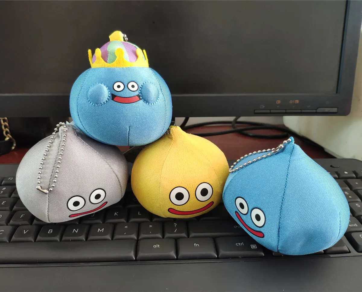 4PCS Dragon Quest Smile King Slime Plush TOY Doll KEY CHAINS