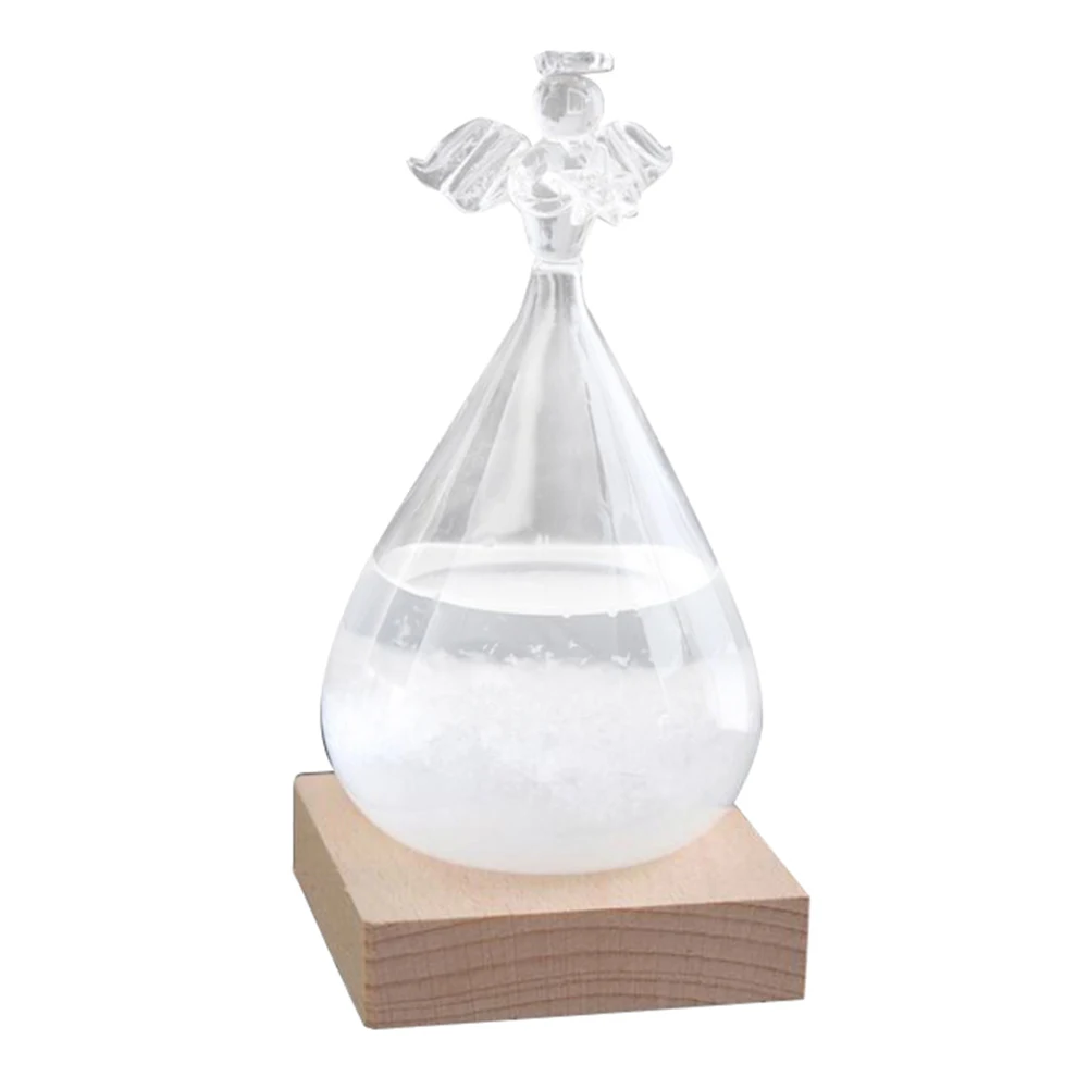 

Desktop Droplet Storm Glass Bottle Weather Forecast Predictor Monitor Barometer With Wooden Base For Home Decor