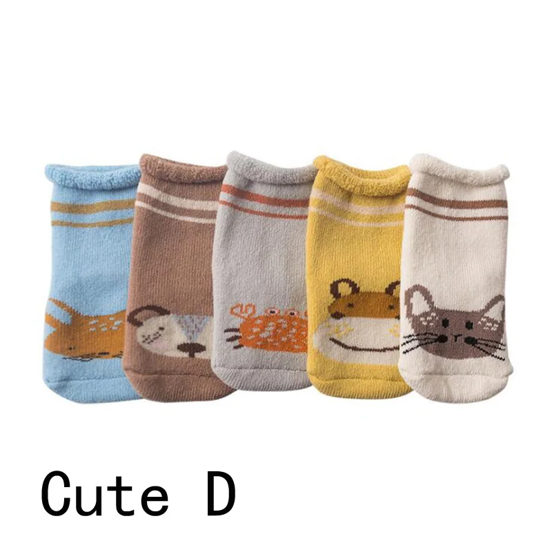 Cute D Новинка года; теплые детские носки для малышей; хлопковые носки с героями мультфильмов на осень и зиму для малышей - Цвет: Cute D