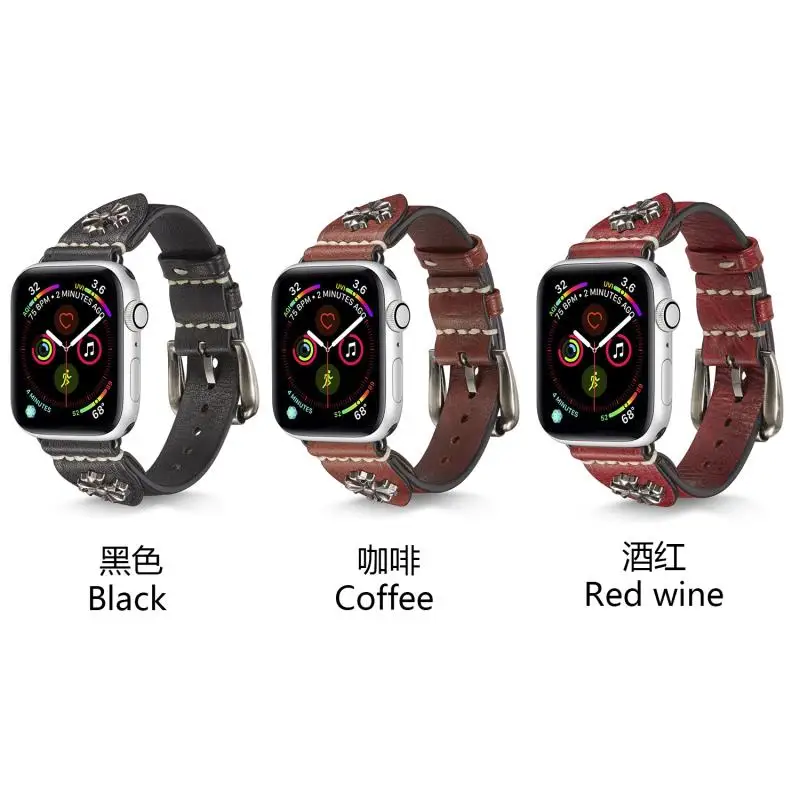 Ретро Кожаный ремешок для часов для apple watch 1 2 3 4 5 iwatch Ремешки для наручных часов 38 мм 42 мм 40 мм 44 мм