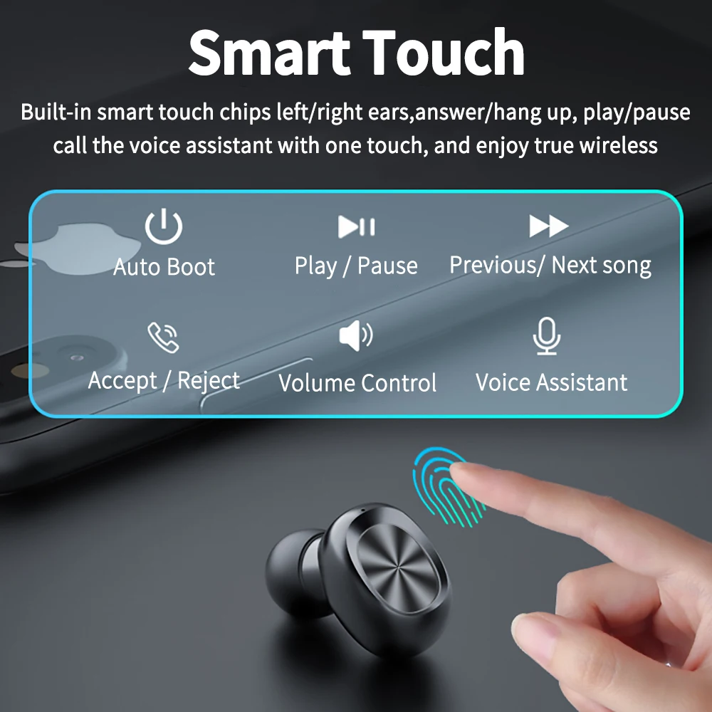 TWS  Bluetooth Earphone 5.0 Wireless Stereo HIFI True Wireless In-ear Earbuds Sport Gaming Earphones For Xiaomi Samsung With MIC