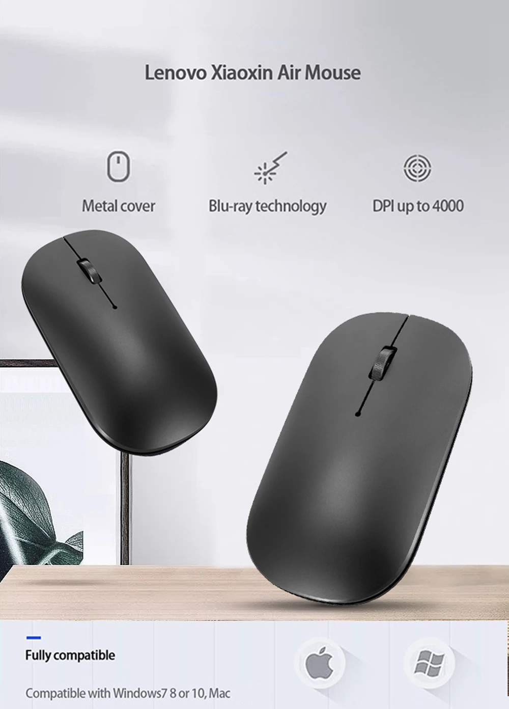 Lenovo Xiaoxin Air2 Handle mouse Беспроводная(Bluetooth) Двухрежимная с поддержкой 4K dpi официальная проверка для Windows7 8 10, Mac