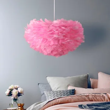 

Feather Hang Lamp E27 Bedroom Nordic Lighting Simple Modern Living Room Children's Pendant Light Romantic