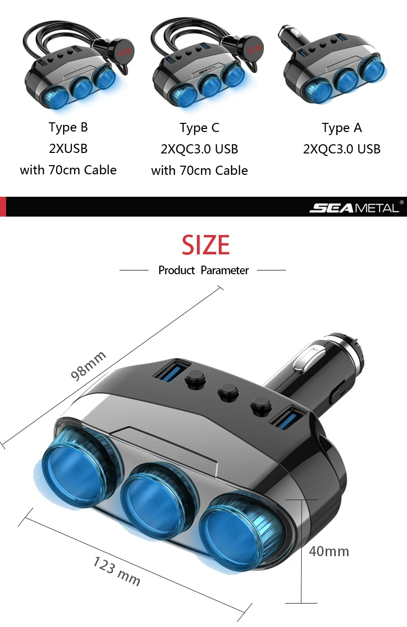 12V автомобиль Зарядное устройство QC 3,0 Быстрая зарядка USB автомобильный разъем прикуривателя с разъемом 12 v-24 v автомобильный разъем Мощность адаптер для мобильного телефона
