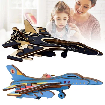 

DIY Reduce Pressure Educational Toy Early Learning Wooden Jigsaw 3D Airplane Military Model Gifts Kids Adults Tank Vehicle Craft