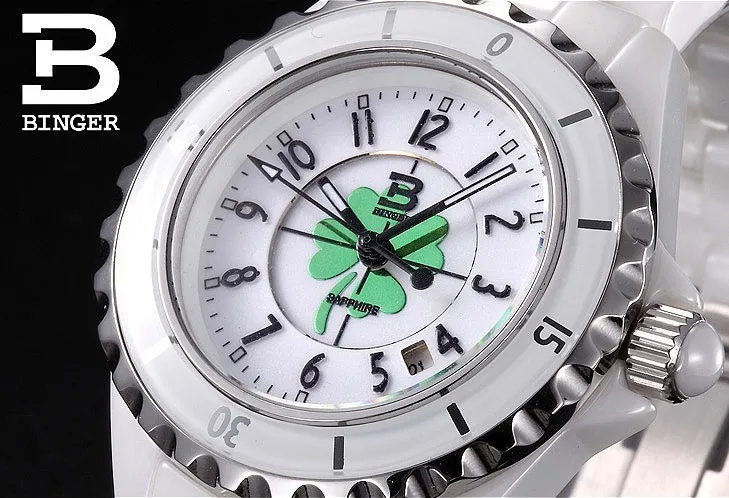 Новые роскошные брендовые наручные часы Бингер Швейцария Космические керамические кварцевые женские часы водонепроницаемые женские часы B8008A-2