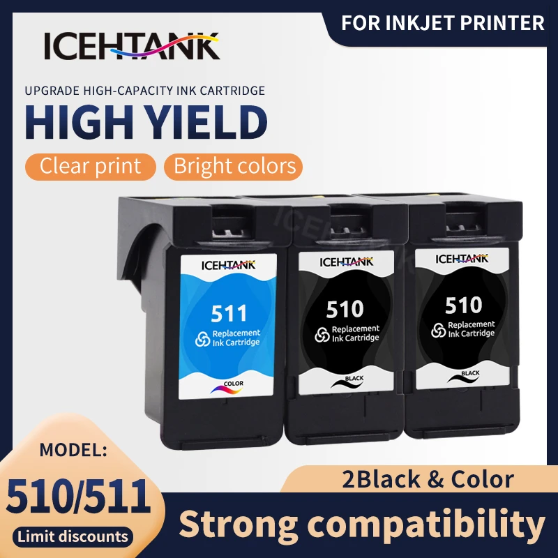 printer cartridge Icehtank Compatible 510XL Ink Cartridge Replacement for Canon PG510 PG-510 PG 510 for Pixma MP240 MP250 MP260 MP270 MP280 480 replacement ink