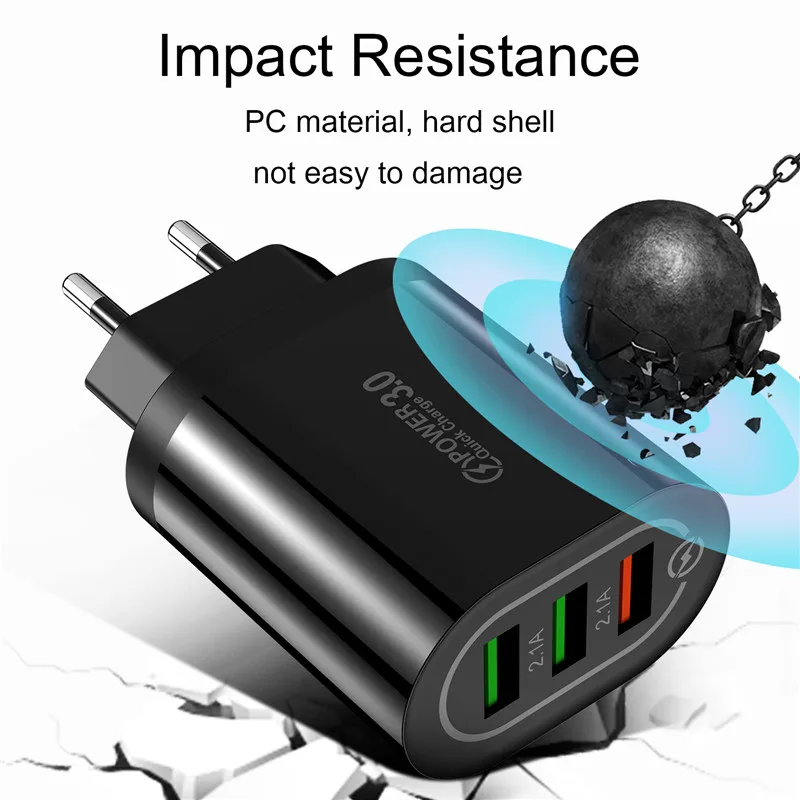 USLION 3A Быстрая зарядка 3,0 USB зарядное устройство EU US дорожное настенное зарядное устройство для iPhone 11 Pro Max samsung huawei Xiaomi Быстрая Зарядка телефона