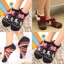 Женские носки-тапочки с винтажным рисунком, домашние короткие Нескользящие домашние вязаные Чулочные изделия