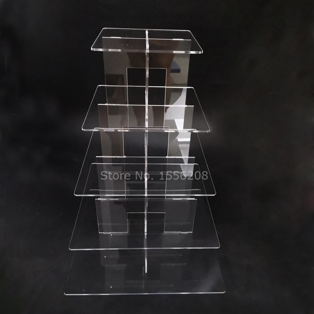 

5 Tier Acrylic Cake Stand Afternoon Tea Wedding Plates Party Tableware New Bakeware Cake Shop Five Layer Square Cupcake Rack