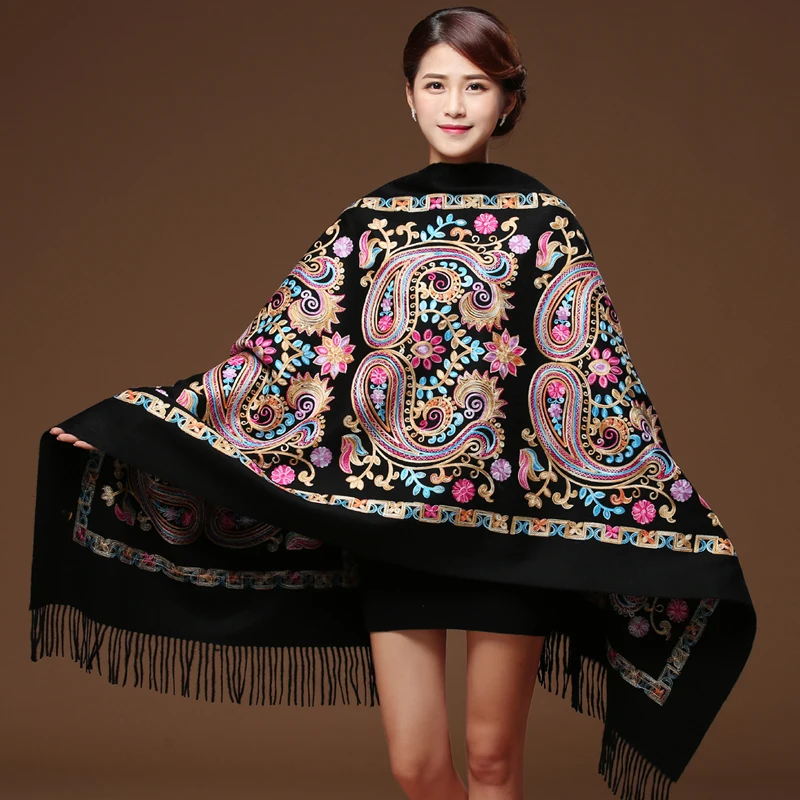 Embroider Flower Pashmina Cashmere Shawl