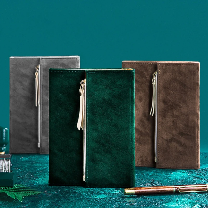 

B6 Innovative Tri-fold Notebook Suede Diary Notepad Traveler Journal Planners