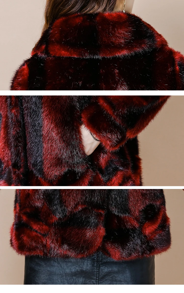 HANZANGL Luxury Plus Size Women Mink Fur Coat Winter Long Sleeve Warm Fur Jacket Women Clothes Free shipping